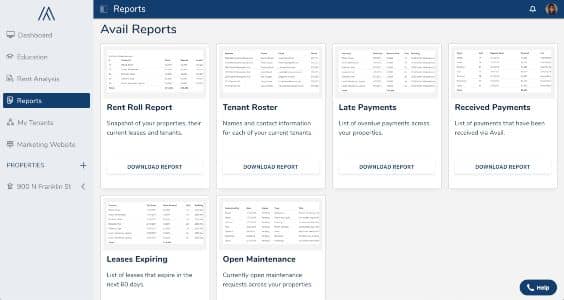avail desktop reports screenshot