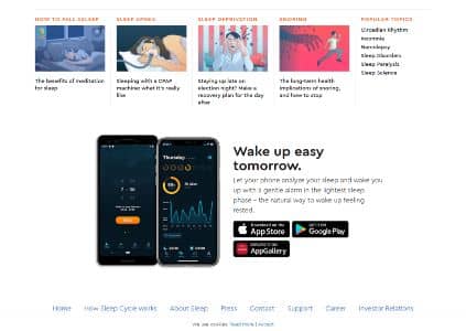 sleepcycle homepage screenshot