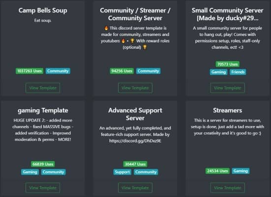 Discord Template Servers