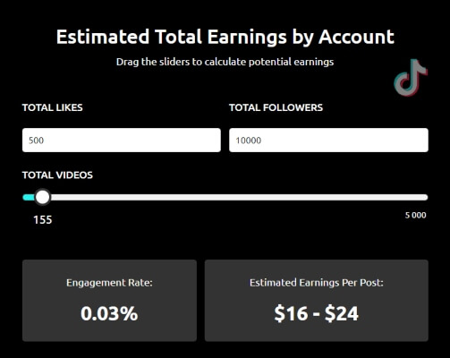 Money Calculator,  Estimated Earnings Tool